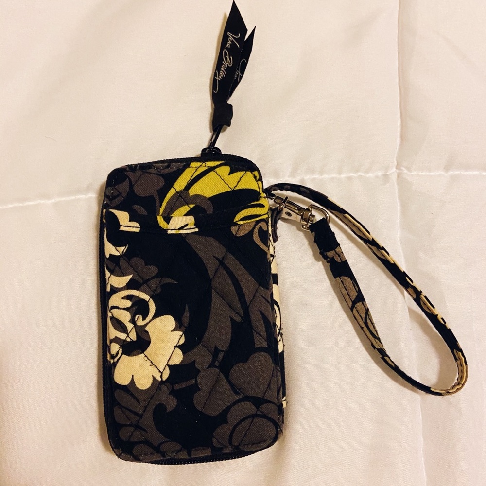 Vera Bradley Black and Yellow Paisley Wristlet